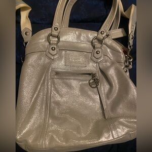 Coach Poppy silver glazed leather purse